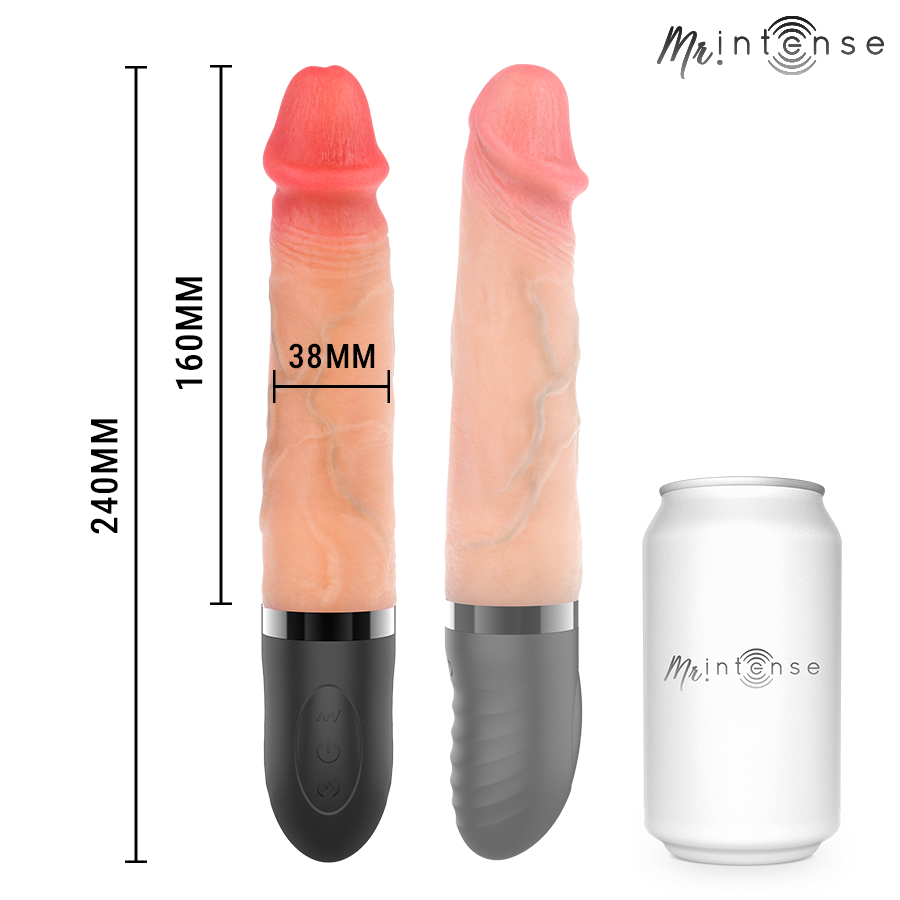 MR INTENSE - VIBRADOR JEAN UP&DOWN DE SILICONE COM EFEITO DE CALOR 24 CM -Ø- 3,8 CM - Infernum Store