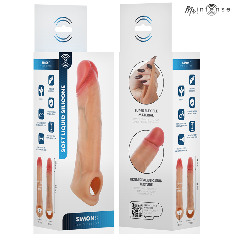 MR INTENSE - CAPA DE SILICONE PARA PÊNIS SIMON S 13 CM -Ø- 4 CM - Infernum Store