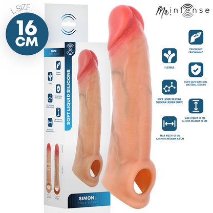 MR INTENSE - CAPA DE SILICONE PARA PÊNIS SIMON L 16 CM -Ø- 4,5 CM - Infernum Store