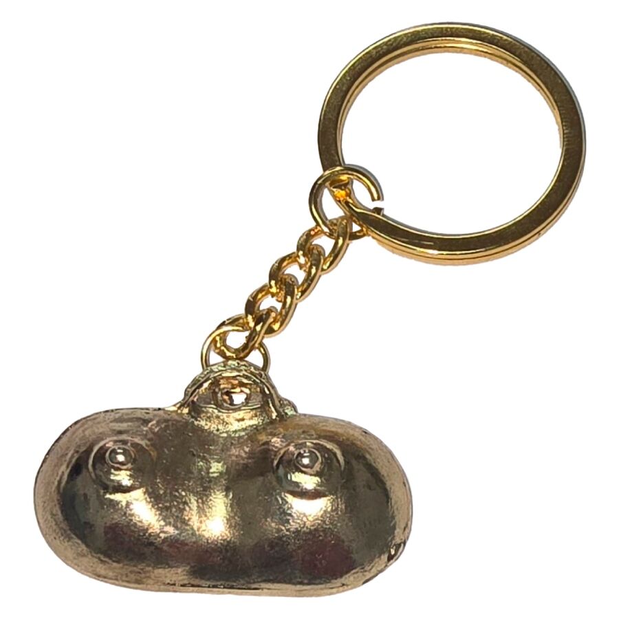 DIABLO PICANTE - CHAVEIRO DE METAL DOURADO COM SEIOS - Infernum Store
