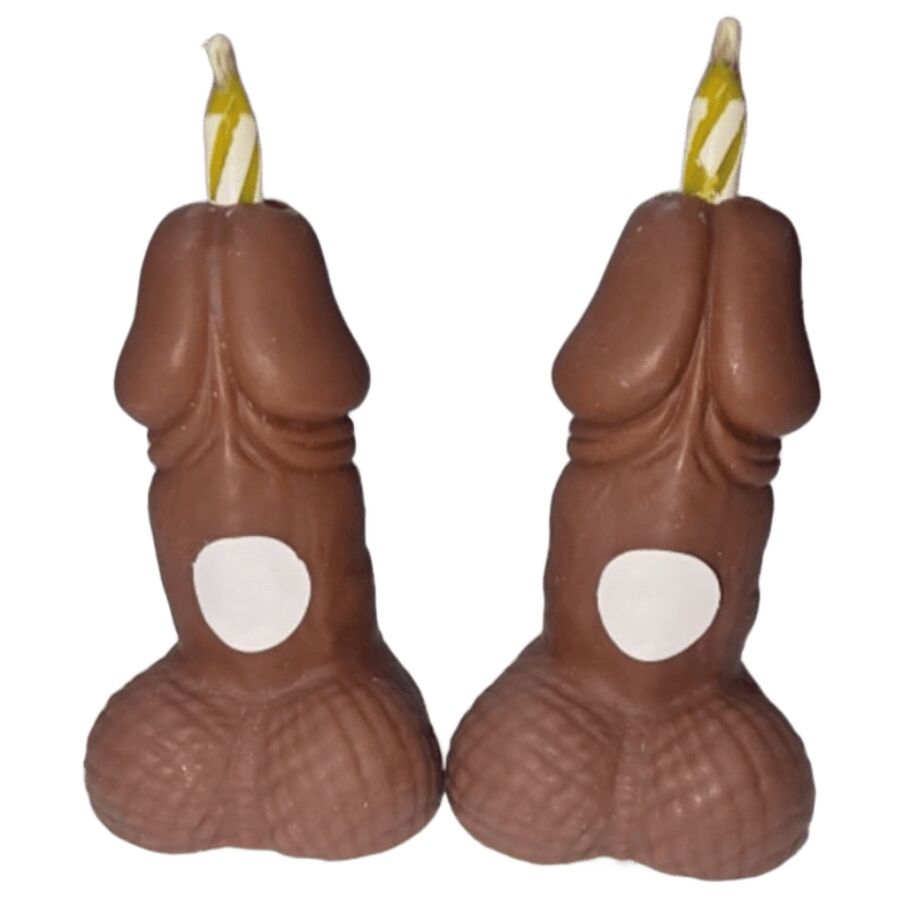 DIABLO PICANTE - VELAS DE ANIVERSÁRIO EM FORMATO DE PÊNIS, TOM ESCURO, 2 UNIDADES - Infernum Store
