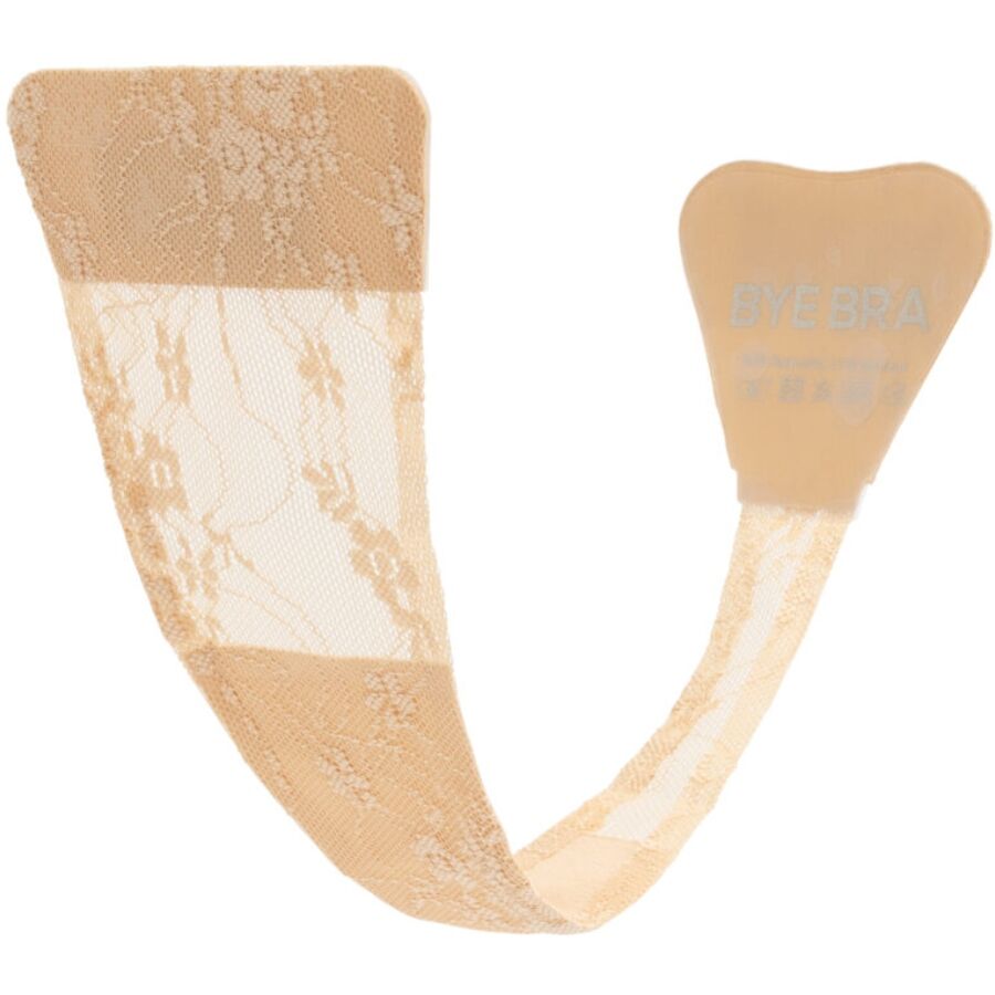 BYE-BRA - TANGA ADHESIVO ENCAJE BEIGE TALLA ÚNICA - Infernum Store