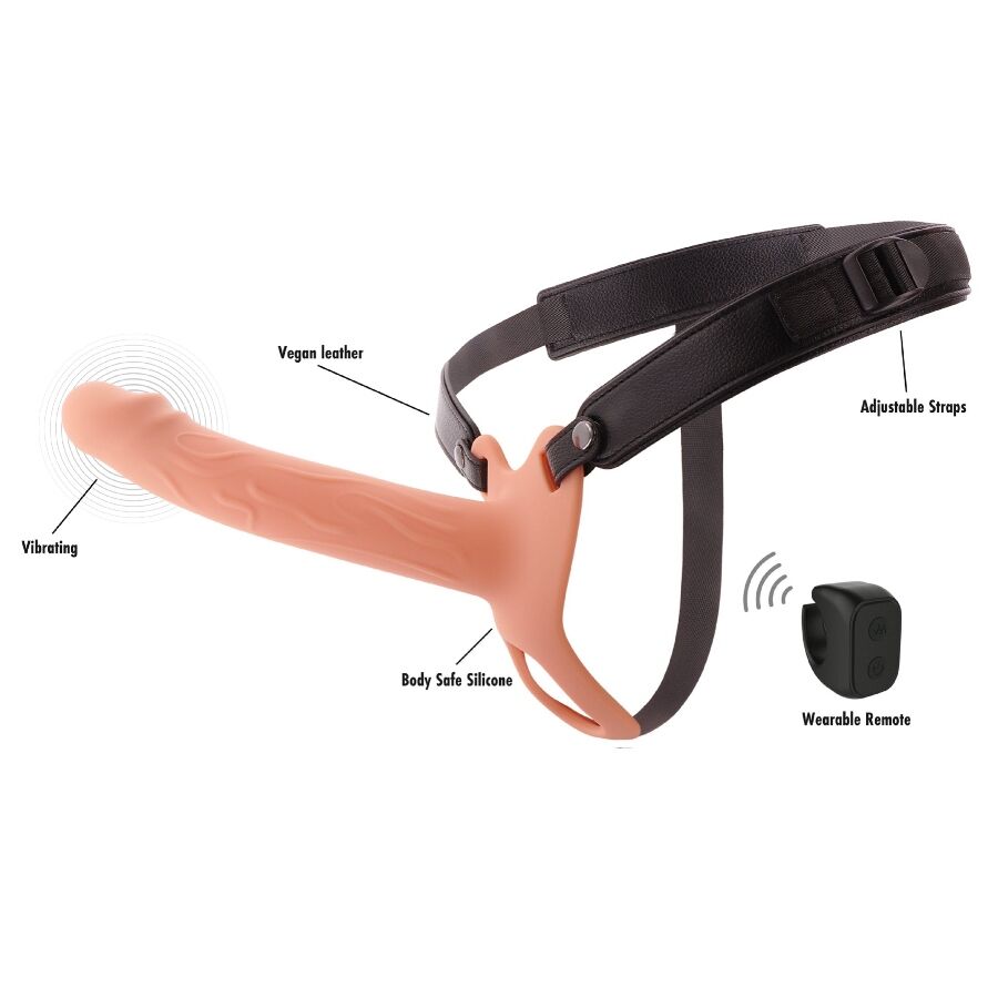 HIDDEN DESIRE - INFERNO MANGA PENIANA VIBRATÓRIA COM STRAP-ON 20 CM - Infernum Store