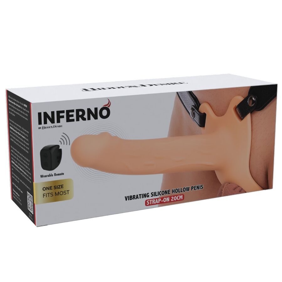 HIDDEN DESIRE - INFERNO MANGA PENIANA VIBRATÓRIA COM STRAP-ON 20 CM - Infernum Store