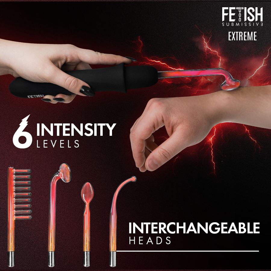 FETISH SUBMISSIVE - VIBRADOR WAND ELECTROESTIMULACIÓN ALTA FRECUENCIA - Infernum Store