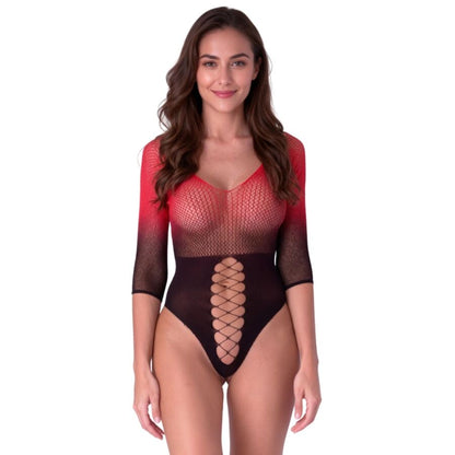 PASSION - BS118 MEIA-CALÇA DE MALHA PRETA E VERMELHA - Infernum Store