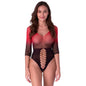 PASSION - BS118 MEIA-CALÇA DE MALHA PRETA E VERMELHA - Infernum Store