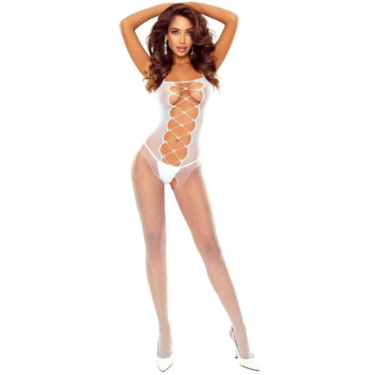 PASSION - BS124 MEIA-CALÇA BRANCA COM RENDA - Infernum Store