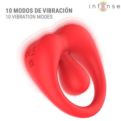 INTENSE - RUSSELL ANILLO VIBRADOR CON ESTIMULACIÓN DE CLÍTORIS ROJO - Infernum Store