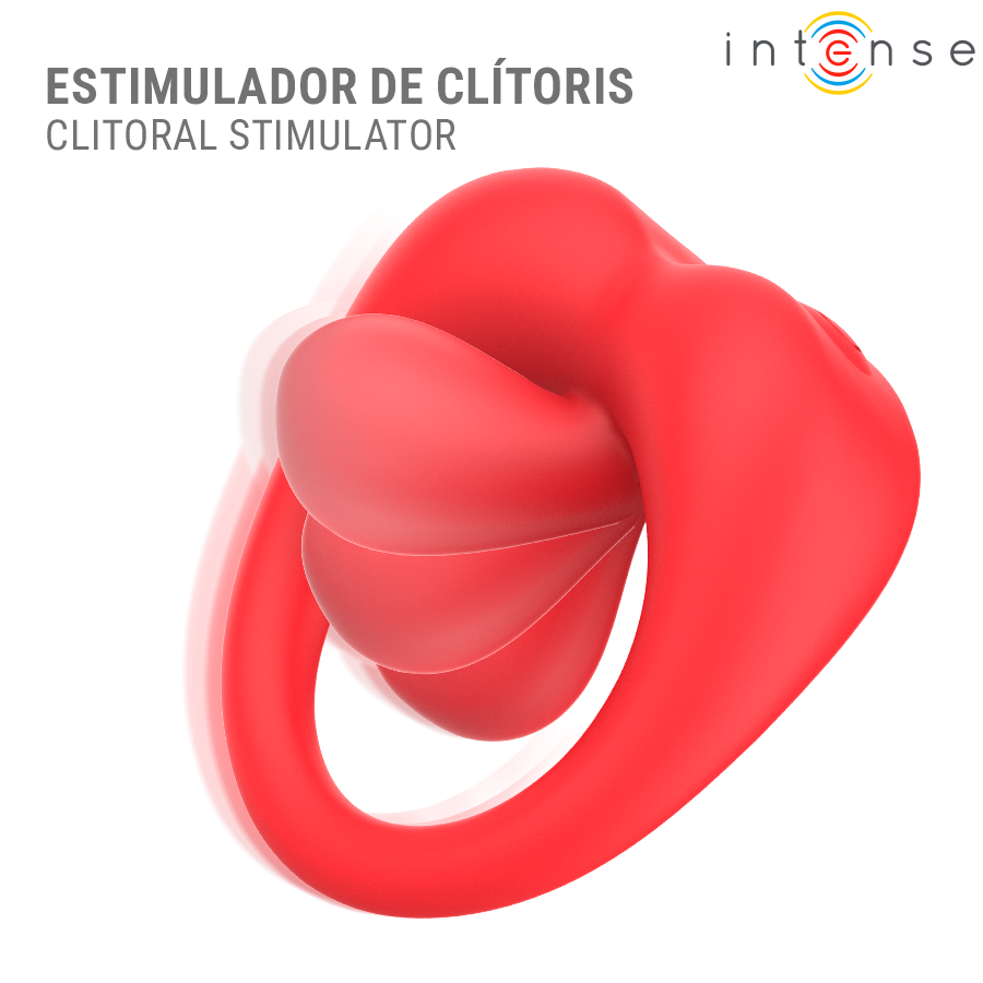 INTENSE - RUSSELL ANILLO VIBRADOR CON ESTIMULACIÓN DE CLÍTORIS ROJO - Infernum Store