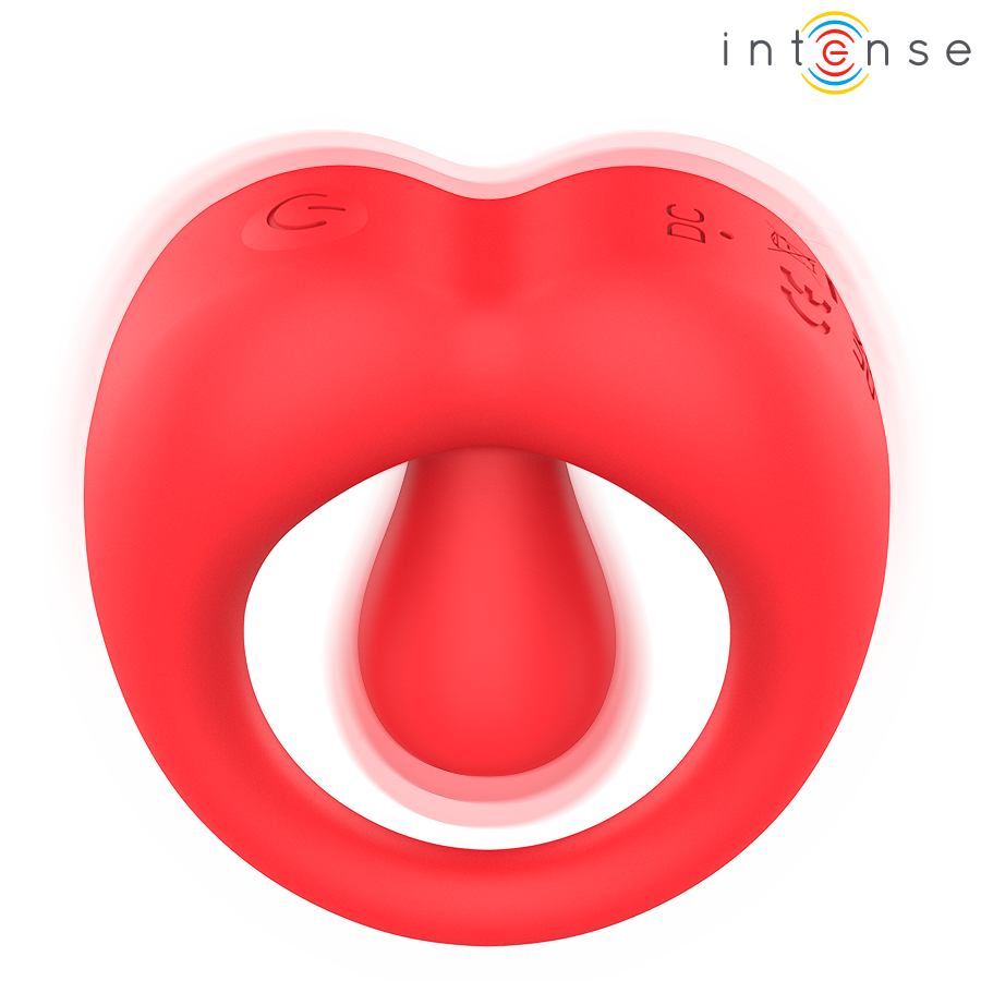 INTENSE - RUSSELL ANILLO VIBRADOR CON ESTIMULACIÓN DE CLÍTORIS ROJO - Infernum Store
