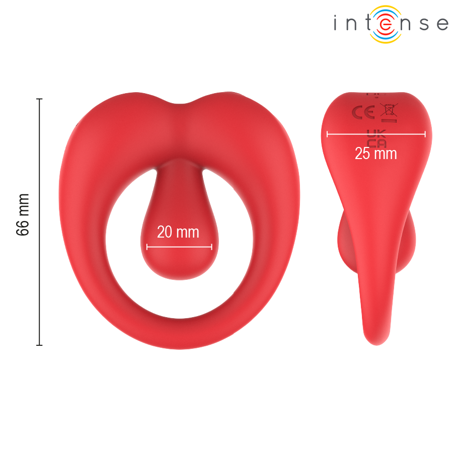 INTENSE - RUSSELL ANILLO VIBRADOR CON ESTIMULACIÓN DE CLÍTORIS ROJO - Infernum Store