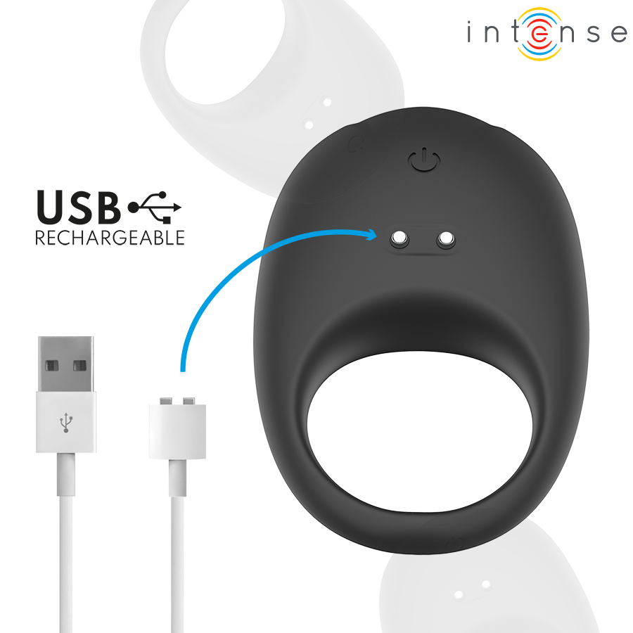 INTENSE - MERLOTTE VIBRATING PENIS RING WITH CLITORIS STIMULATION BLACK - Infernum Store