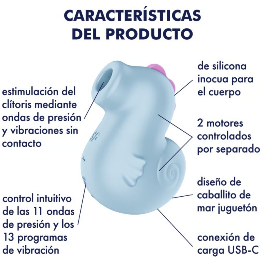SATISFYER - SEA PONY VIBRADOR & ESTIMULADOR AIR PULSE - Infernum Store