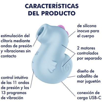 SATISFYER - SEA PONY VIBRADOR & ESTIMULADOR AIR PULSE - Infernum Store