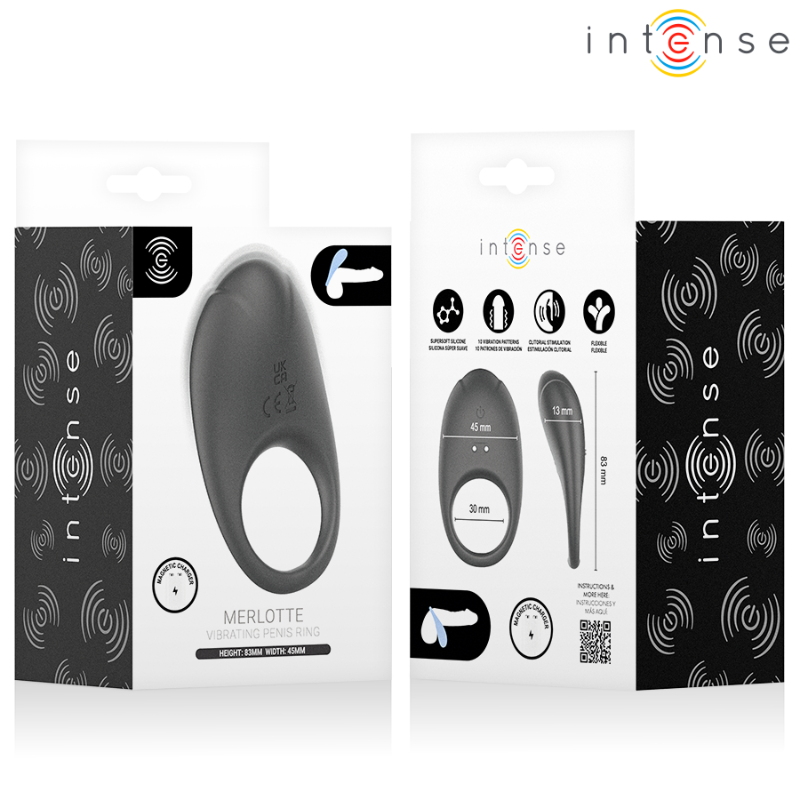 INTENSE - MERLOTTE VIBRATING PENIS RING WITH CLITORIS STIMULATION BLACK - Infernum Store
