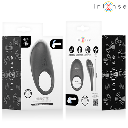 INTENSE - MERLOTTE VIBRATING PENIS RING WITH CLITORIS STIMULATION BLACK - Infernum Store