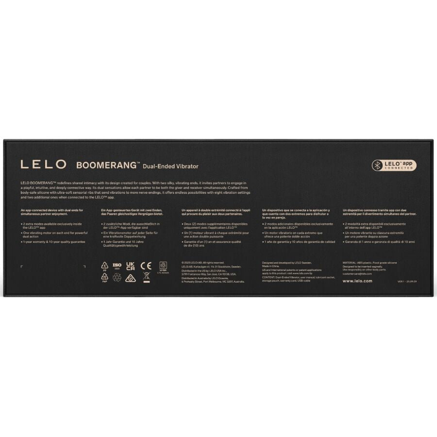 LELO - BOOMERANG VIBRADOR DE PONTA DUPLA VERMELHO CORAL - Infernum Store