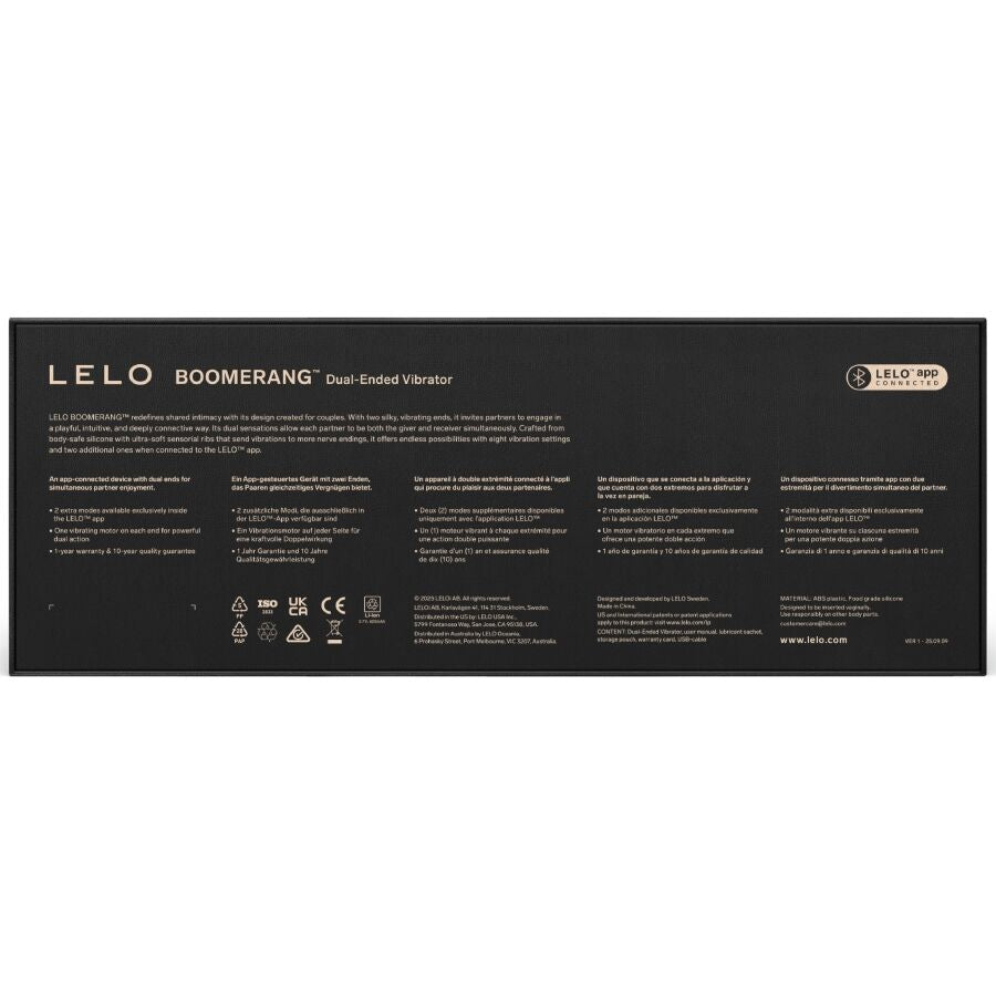 LELO - BOOMERANG VIBRADOR DE DUAS PONTAS ROXO - Infernum Store
