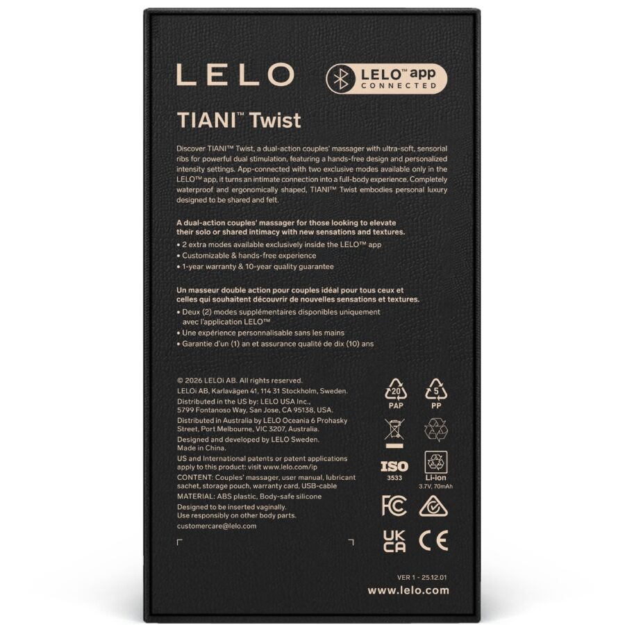 LELO - TIANI VIBRADOR PARA CASAIS TWIST ROSA CLARO - Infernum Store