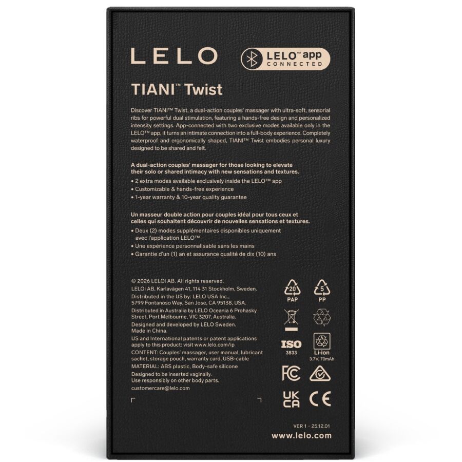 LELO - TIANI TWIST ESPUMA VIBRADORA PARA CASAIS - Infernum Store