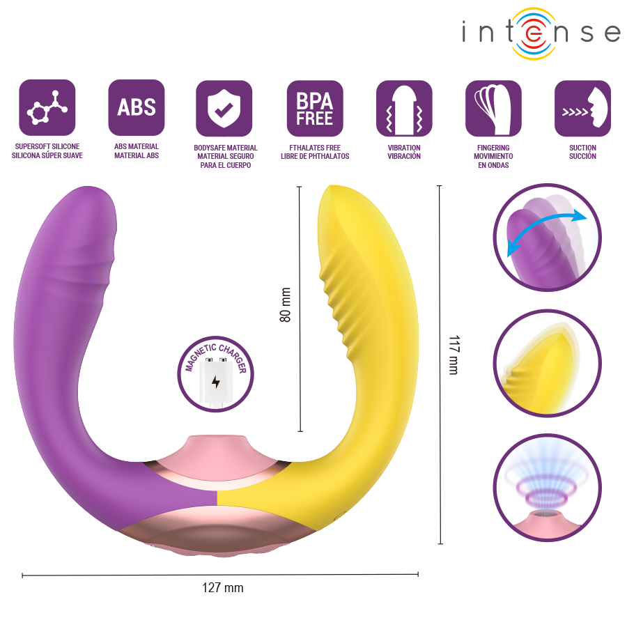 INTENSE - WILLOW - ESTIMULADOR DE SUCÇÃO E VIBRAÇÃO 3 EM 1 - Infernum Store