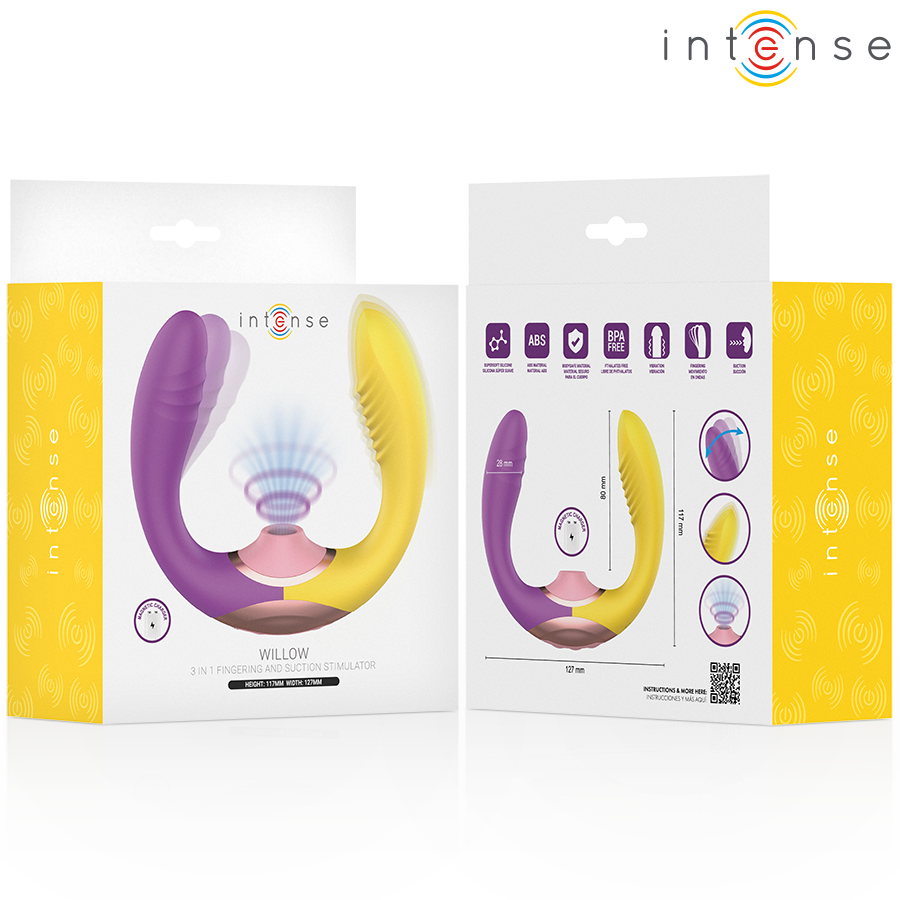INTENSE - WILLOW - ESTIMULADOR DE SUCÇÃO E VIBRAÇÃO 3 EM 1 - Infernum Store