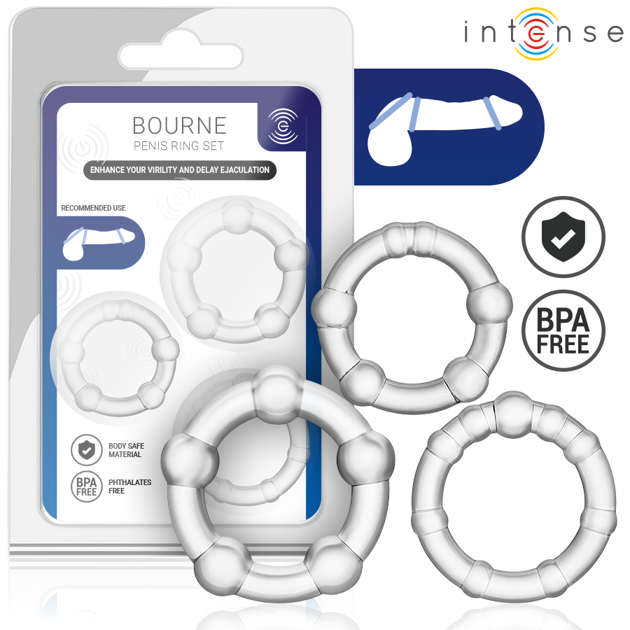 INTENSE - BOURNE CONJUNTO DE 3 ANÉIS PENIANOS - Infernum Store