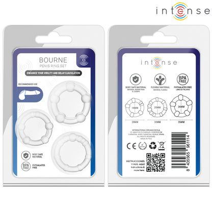 INTENSE - BOURNE CONJUNTO DE 3 ANÉIS PENIANOS - Infernum Store