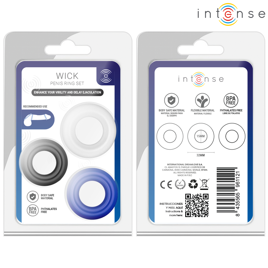 INTENSE - CONJUNTO DE 3 ANÉIS PENIANOS EM CORES VARIADAS - Infernum Store