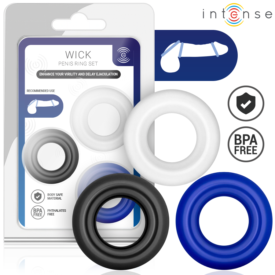 INTENSE - CONJUNTO DE 3 ANÉIS PENIANOS EM CORES VARIADAS - Infernum Store