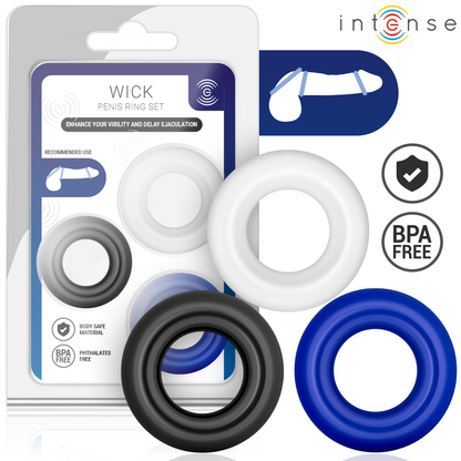 INTENSE - CONJUNTO DE 3 ANÉIS PENIANOS EM CORES VARIADAS - Infernum Store