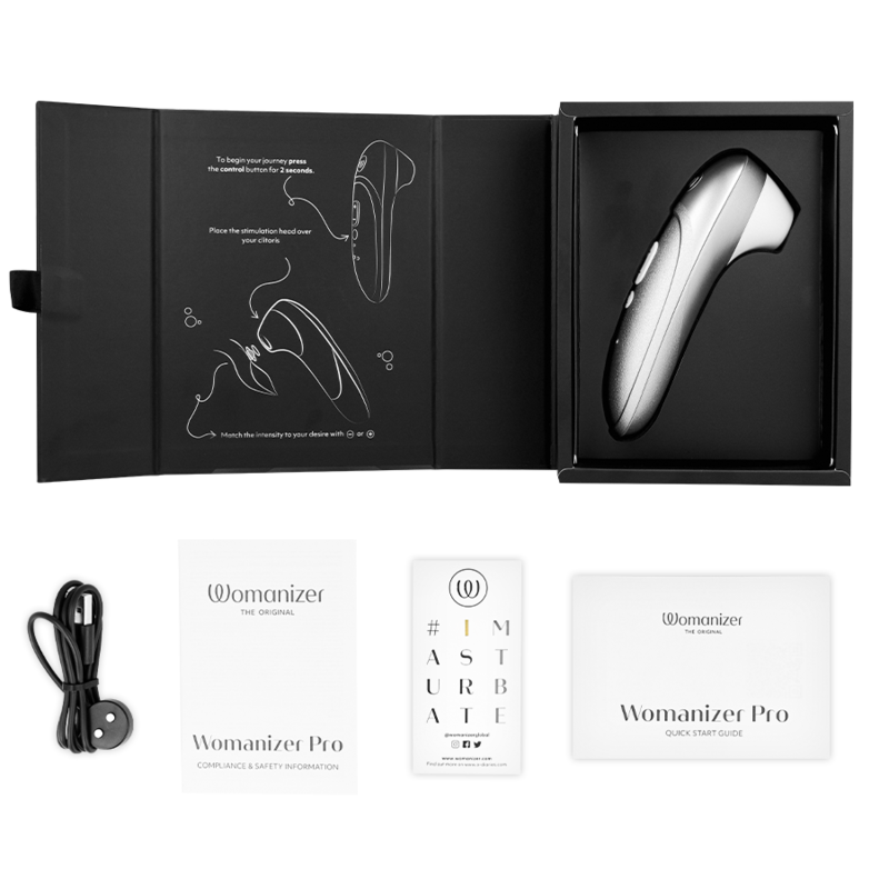 WOMANIZER - PRO VIBRANT CLITORIAL STIMULATOR CINZA PRATEADO - Infernum Store