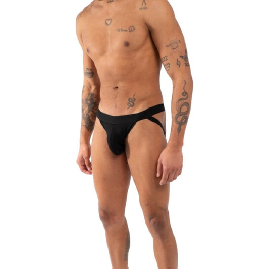 BURN - 011 CUECA JOCKSTRAP DUPLA PRETA TAMANHO XL - Infernum Store