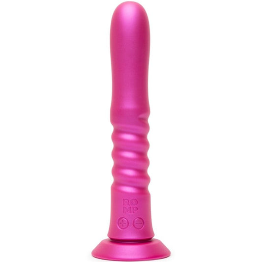 ROMP - JIGGLE VIBRADOR COM MOVIMENTOS PARA CIMA E PARA BAIXO COM VENTOSA ROSA - Infernum Store