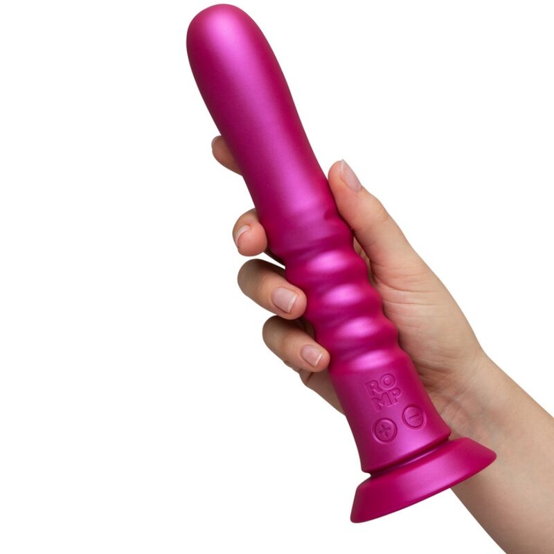 ROMP - JIGGLE VIBRADOR COM MOVIMENTOS PARA CIMA E PARA BAIXO COM VENTOSA ROSA - Infernum Store