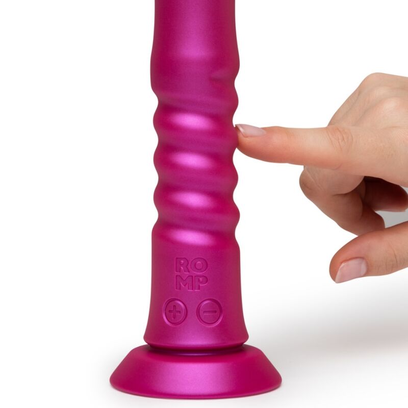 ROMP - JIGGLE VIBRADOR COM MOVIMENTOS PARA CIMA E PARA BAIXO COM VENTOSA ROSA - Infernum Store