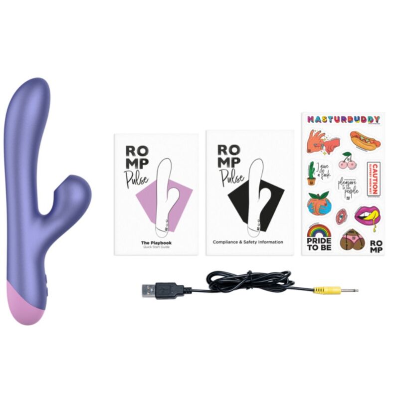 ROMP - PULSE RABBIT VIBRADOR DUPLO PARA PONTO G AZUL ELÉTRICO - Infernum Store