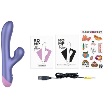ROMP - PULSE RABBIT VIBRADOR DUPLO PARA PONTO G AZUL ELÉTRICO - Infernum Store