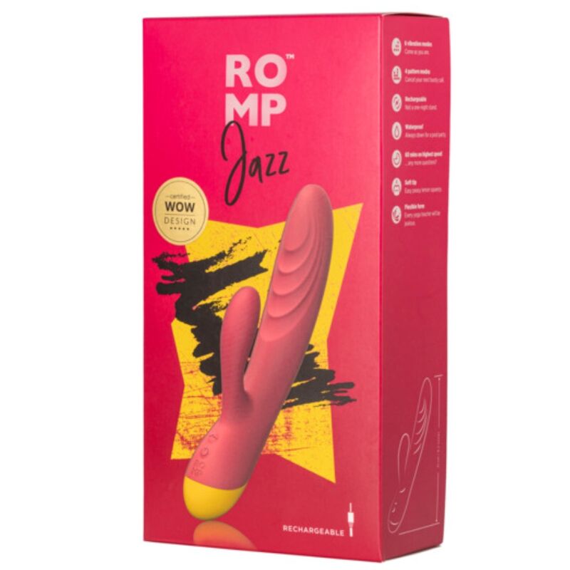 ROMP - JAZZ VIBRADOR COELHO RECARREGÁVEL VERMELHO - Infernum Store