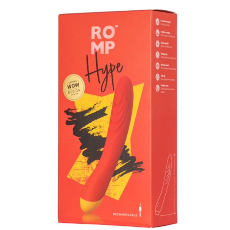 ROMP - HYPE VIBRADOR MULTIFUNCIONAL PARA PONTO G VERMELHO - Infernum Store