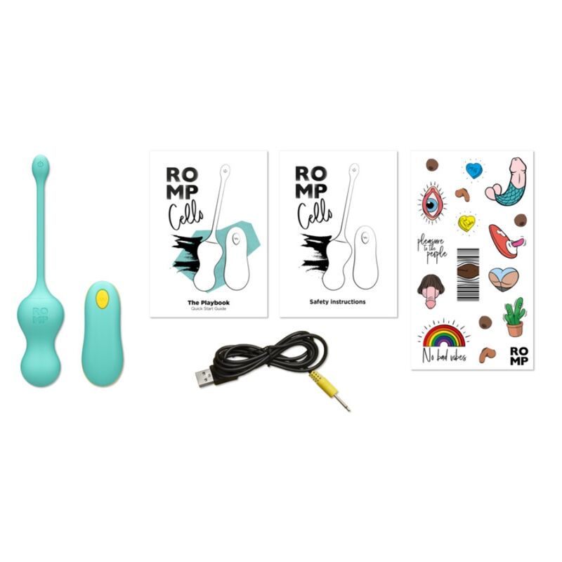 ROMP - CELLO OVO VIBRATÓRIO MULTIFUNCIONAL TURQUESA COM CONTROLE REMOTO - Infernum Store