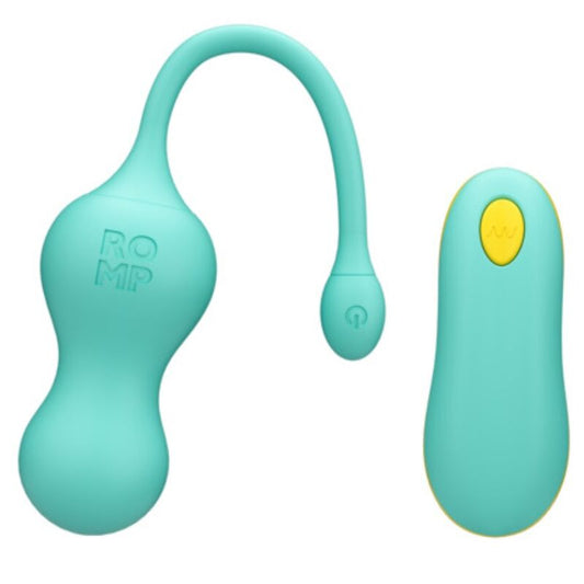 ROMP - CELLO OVO VIBRATÓRIO MULTIFUNCIONAL TURQUESA COM CONTROLE REMOTO - Infernum Store