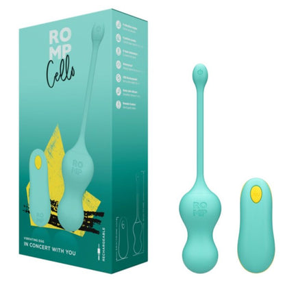ROMP - CELLO OVO VIBRATÓRIO MULTIFUNCIONAL TURQUESA COM CONTROLE REMOTO - Infernum Store