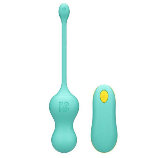 ROMP - CELLO OVO VIBRATÓRIO MULTIFUNCIONAL TURQUESA COM CONTROLE REMOTO - Infernum Store