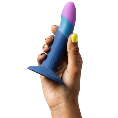 ROMP - PICCOLO DILDO DE SILICONE COM VENTOSA TRICOLORIDA 14 CM - Infernum Store