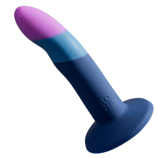 ROMP - PICCOLO DILDO DE SILICONE COM VENTOSA TRICOLORIDA 14 CM - Infernum Store