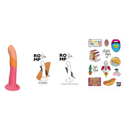 ROMP - DIZI DILDO DE SILICONE COM VENTOSA TRICOLOR 18 CM - Infernum Store