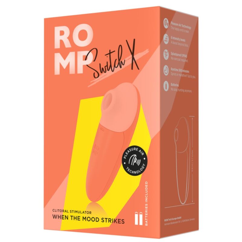 ROMP - SWITCH X ESTIMULADOR CLITORIAL 6 NÍVEIS LARANJA - Infernum Store
