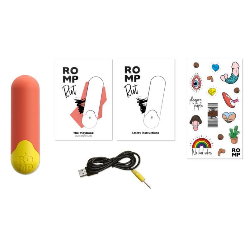 ROMP - RIOT MULTIFUNCIONAL VIBRATÓRIO BULLET LARANJA + AMARELO - Infernum Store